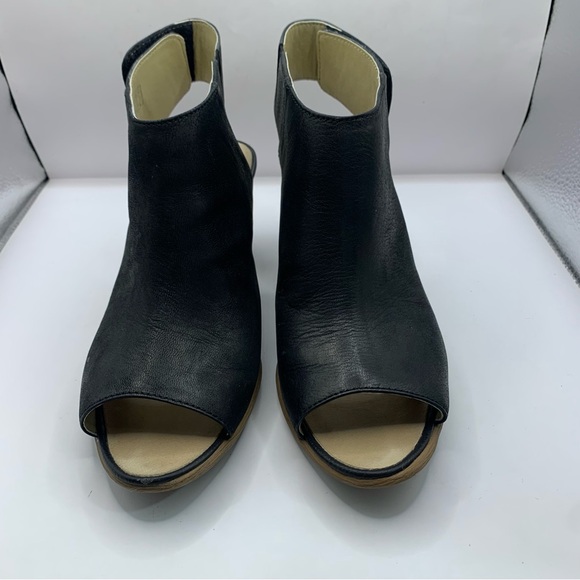 Josef Seibel Black Leather Block Heeled Ankle Boots Booties Size 38 EUR 7.5 US - Picture 2 of 10
